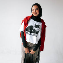 Load image into Gallery viewer, Palestinian Catfiyyeh "Free Palestine" T-Shirt (Black Cat)