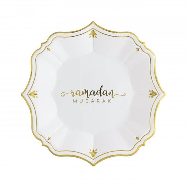 8 Ramadan White Dessert Plates