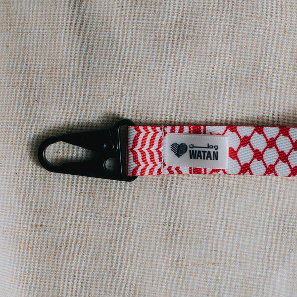 Classic Kuffiyeh Wristlet Key Lanyard (Red) &mdash; alternate view