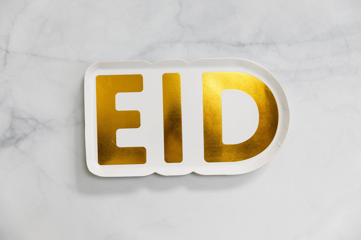 Gold Eid Letter Dessert Paper Plates (Set of 12)