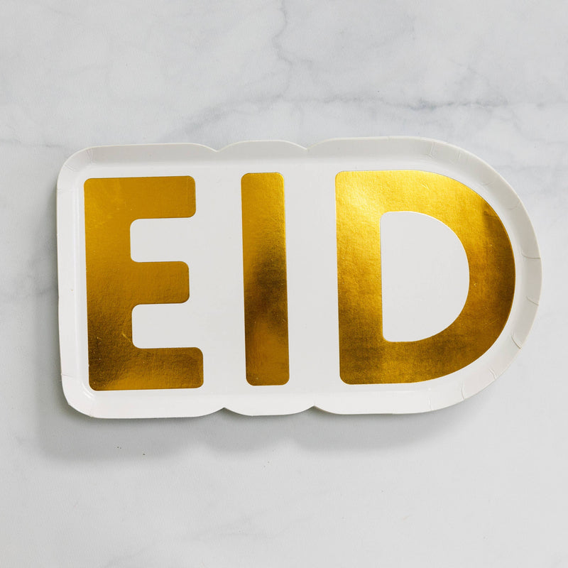 Gold Eid Letter Dessert Paper Plates (Set of 12)