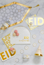 Load image into Gallery viewer, Gold Eid Letter Dessert Paper Plates (Set of 12)