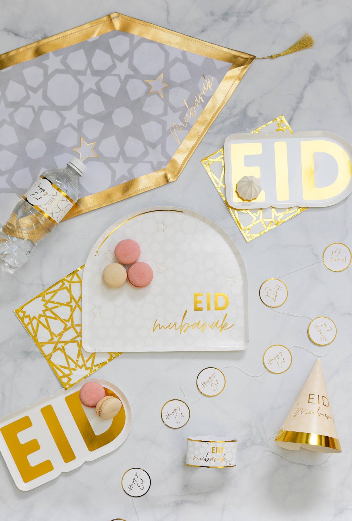 Gold Eid Letter Dessert Paper Plates (Set of 12)
