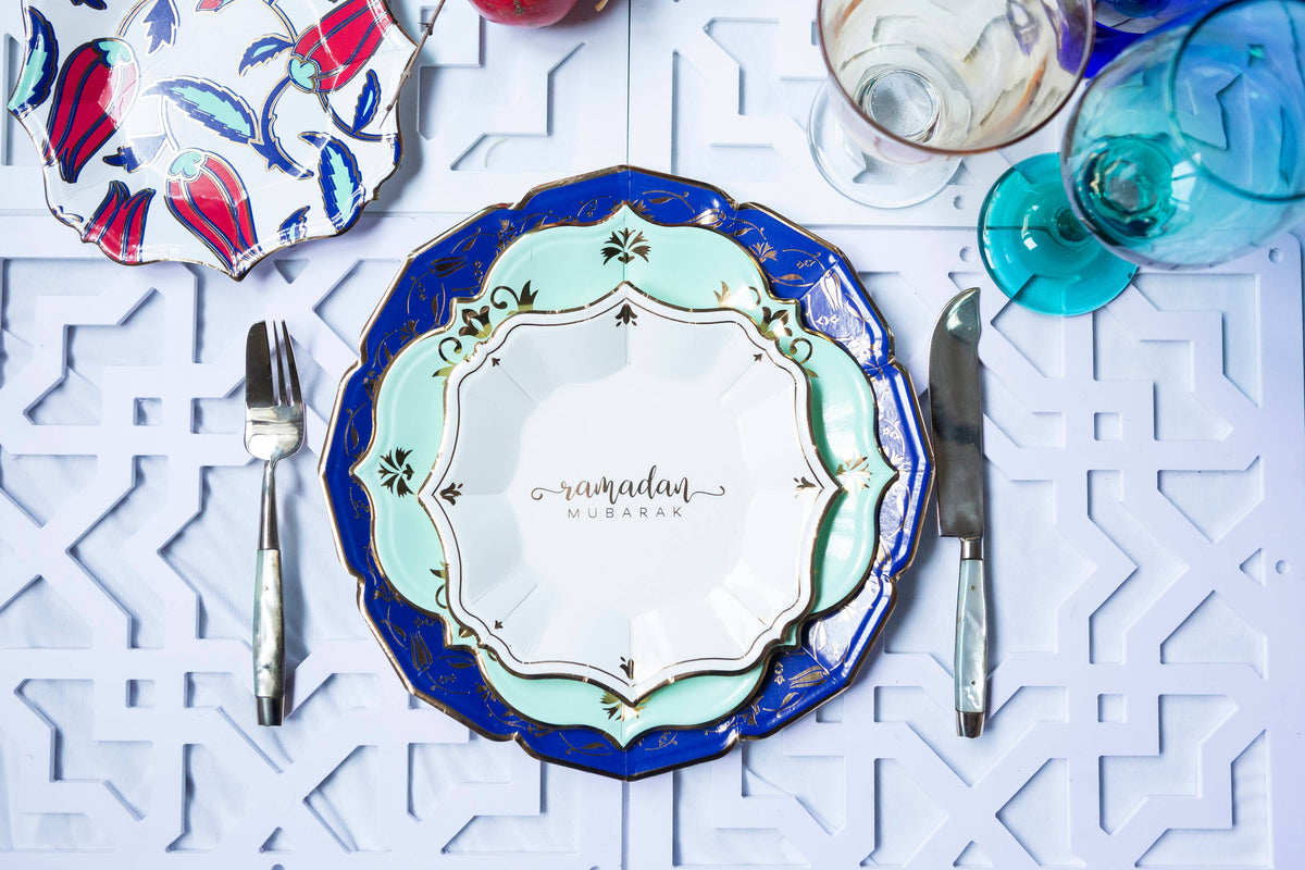 8 Ramadan White Dessert Plates