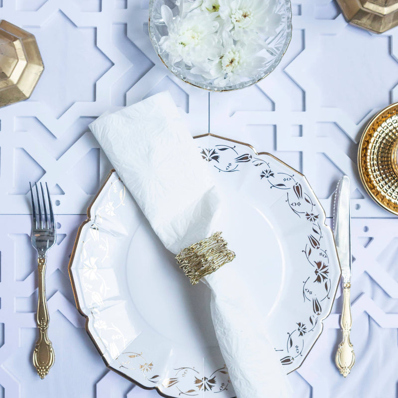 Iznik Floral White Dinner Plates