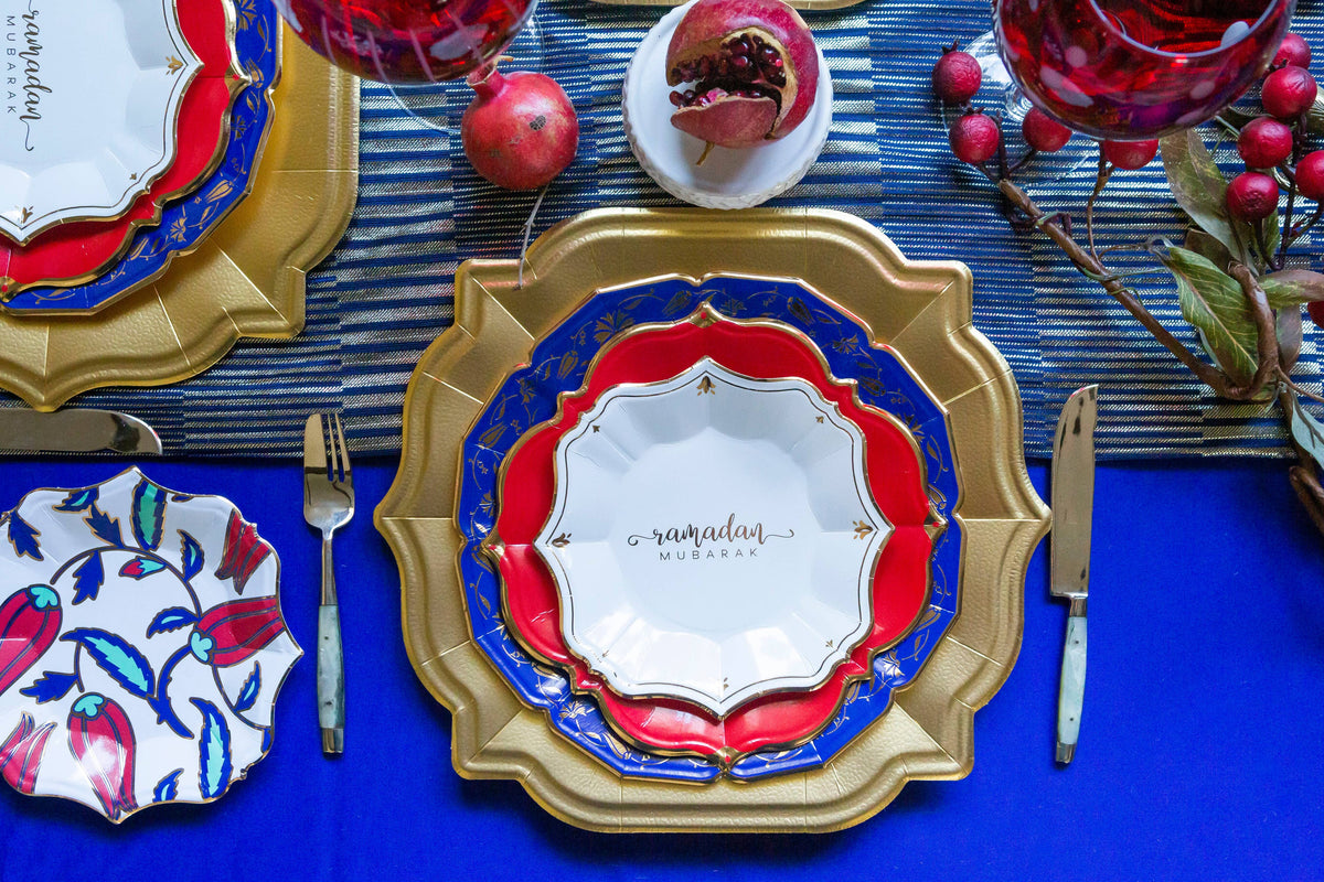 8 Ramadan White Dessert Plates