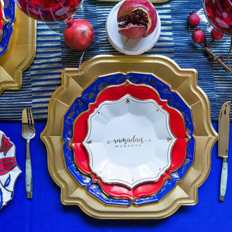 8 Ramadan White Dessert Plates