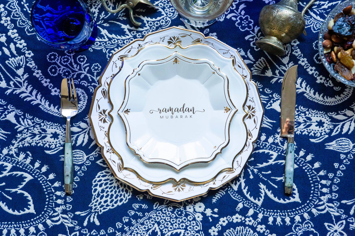 8 Ramadan White Dessert Plates
