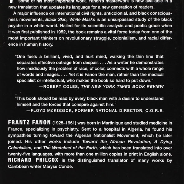 Black Skin, White Masks Paperback by Frantz Fanon (Author), Richard Philcox (Translator) &mdash; alternate view