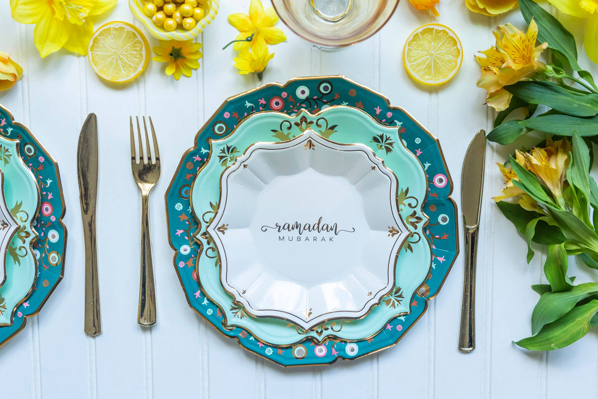 8 Ramadan White Dessert Plates