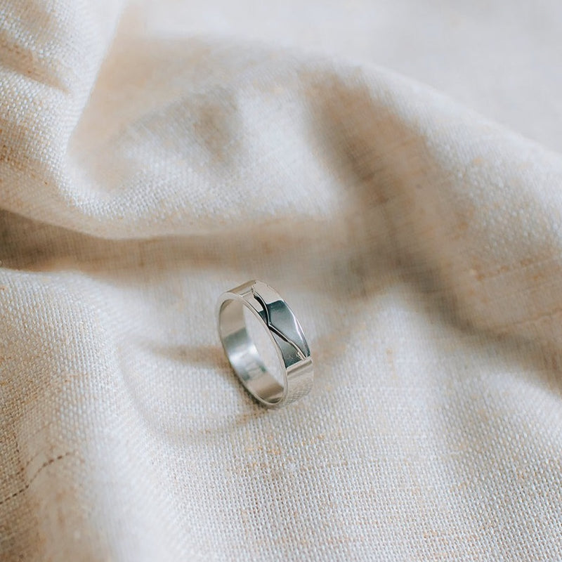 Minimal Palestinian Map Ring Band (Silver)
