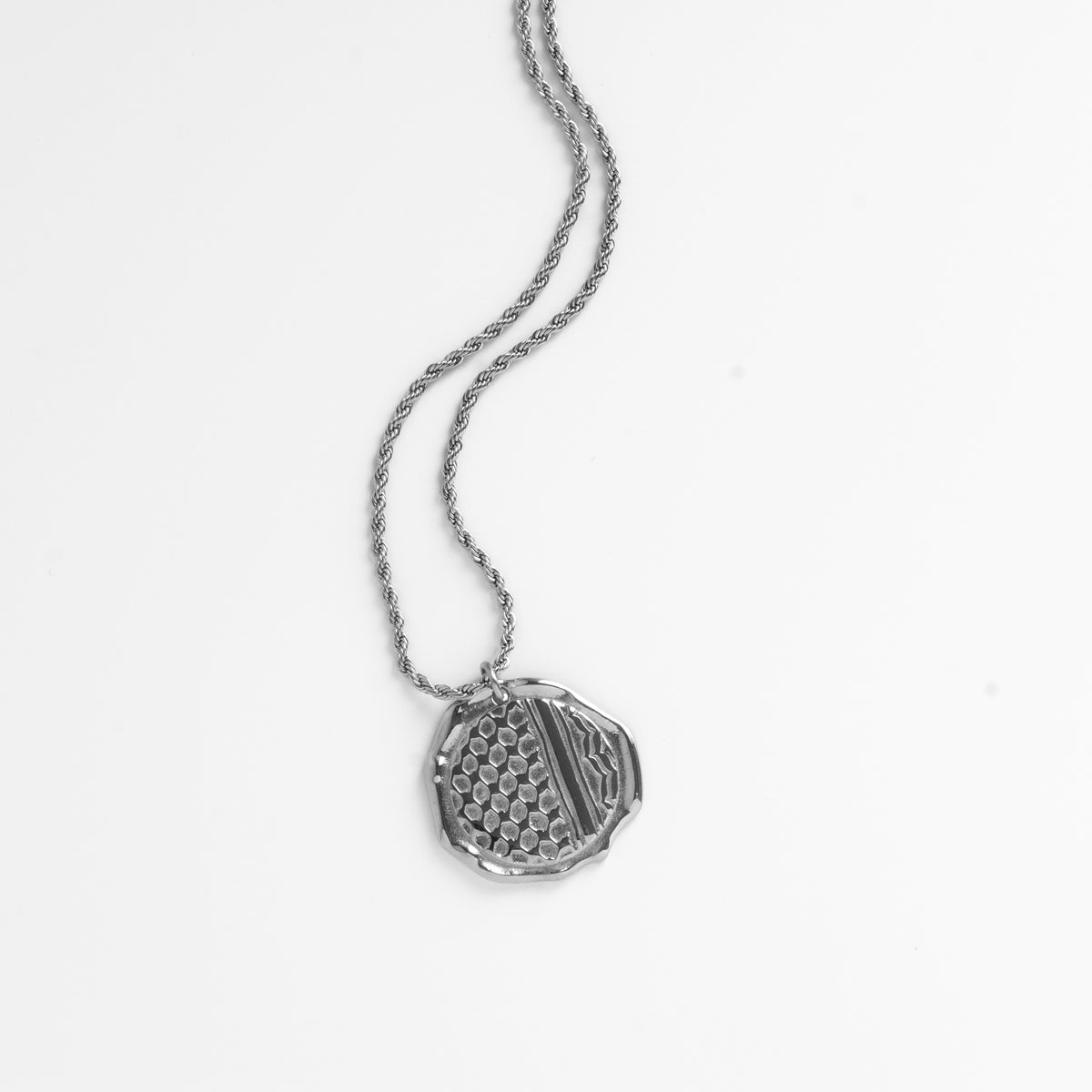 Kuffiyeh Coin Pendant Necklace (Silver)