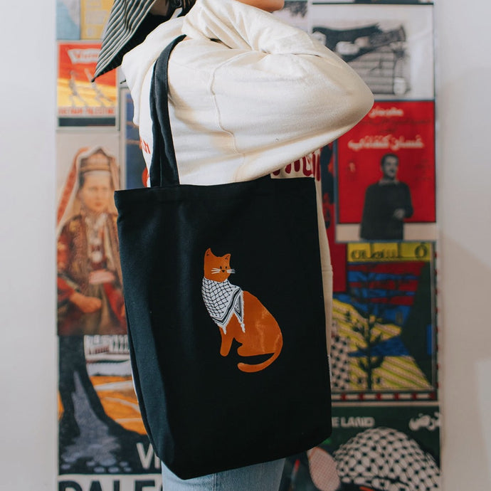Palestinian Catfiyyeh Tote Bag (Orange Cat)