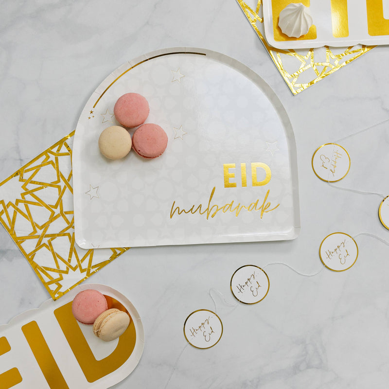 Gold Eid Letter Dessert Paper Plates (Set of 12)