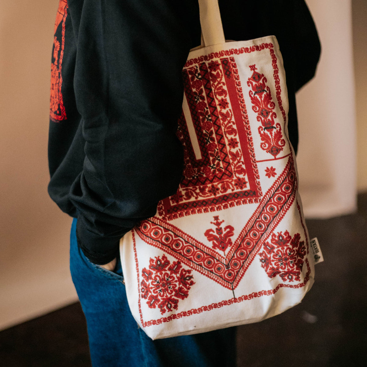 Classic Ramallah Qabbeh Tatreez Tote Bag