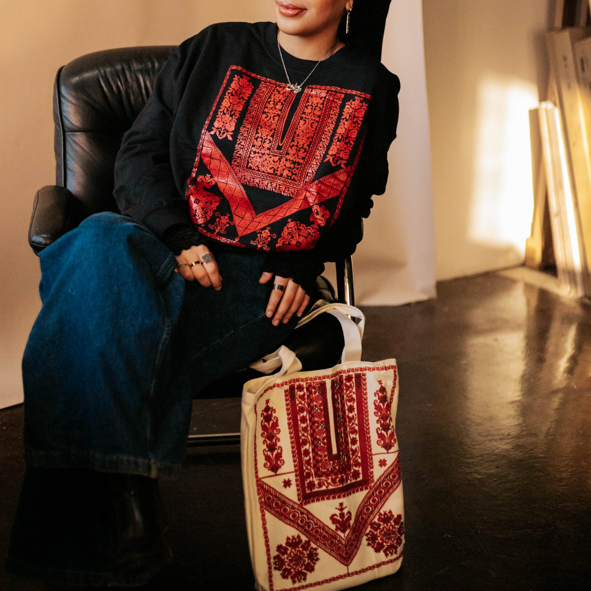 Classic Ramallah Qabbeh Tatreez Tote Bag