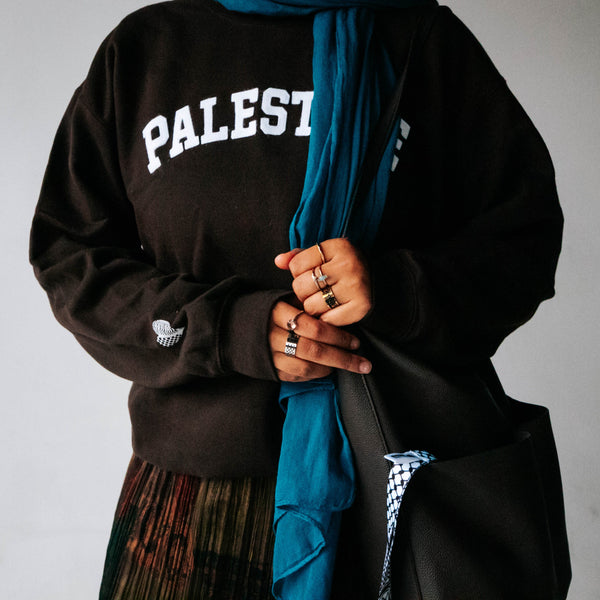 "Palestine" Crewneck (Chocolate Brown) &mdash; alternate view