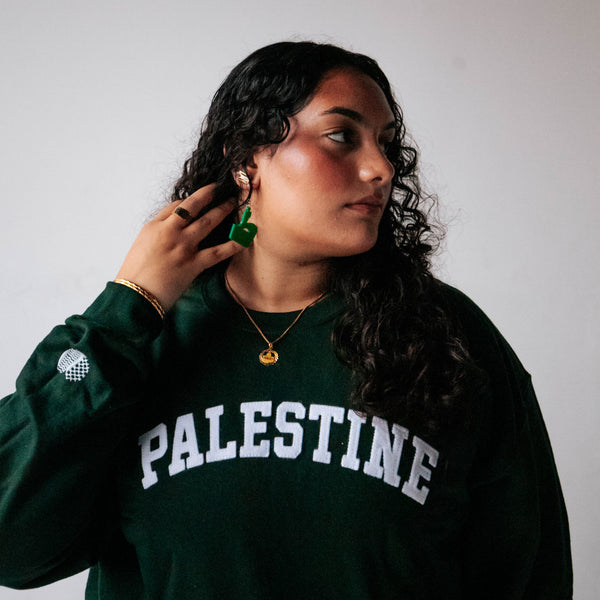 "Palestine" Crewneck (Forest Green) &mdash; alternate view
