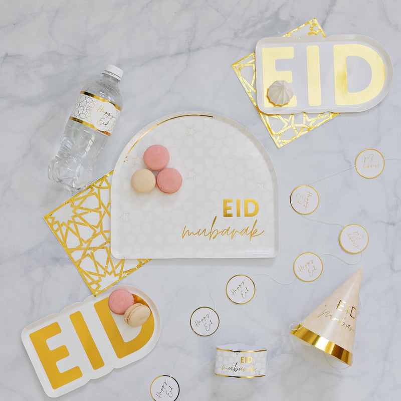 Gold Eid Letter Dessert Paper Plates (Set of 12)
