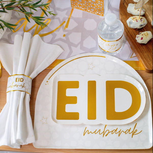 Gold Eid Letter Dessert Paper Plates (Set of 12) &mdash; alternate view