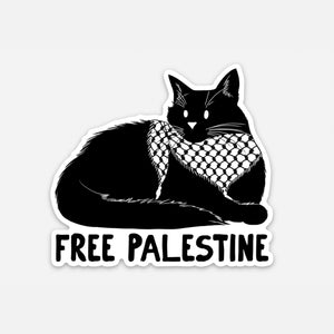 "Free Palestine" Black Catfiyyeh Sticker