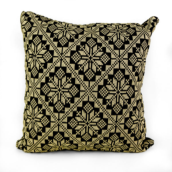 Black & Gold Palestinian Tatreez Pillow