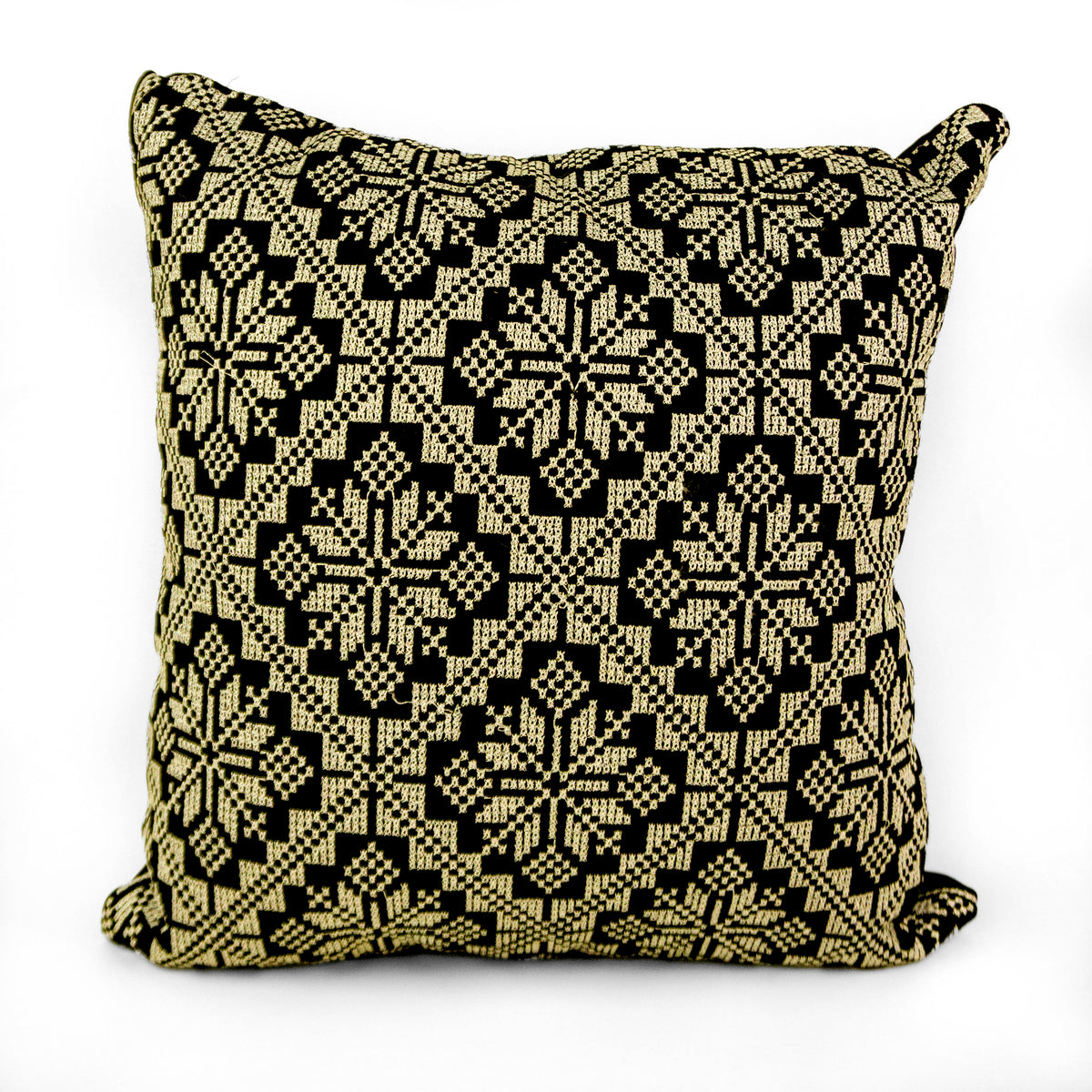 Black & Gold Palestinian Tatreez Pillow