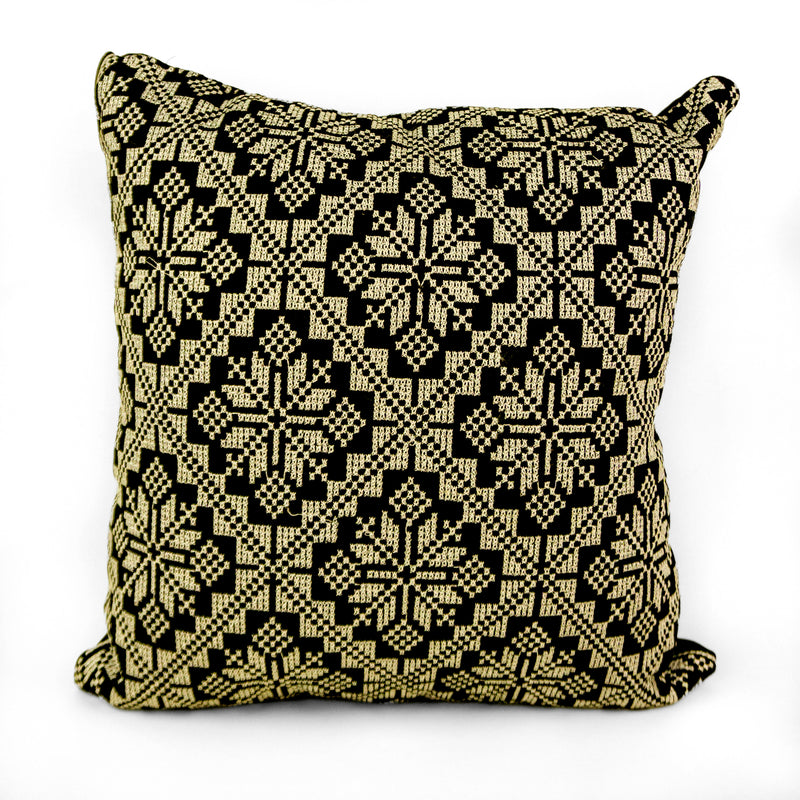 Black & Gold Palestinian Tatreez Pillow