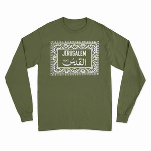 Long Sleeve Armenian Ceramic "Jerusalem" Shirt (Olive Green)