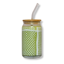 Load image into Gallery viewer, White Kuffiyeh Iced Coffee Tumbler