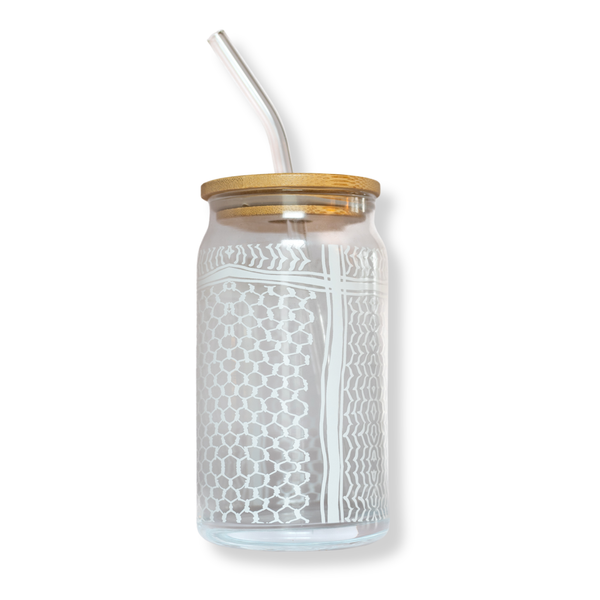 White Kuffiyeh Iced Coffee Tumbler &mdash; alternate view