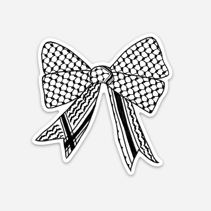 Coquette Palestinian Kuffiyeh Bow Sticker