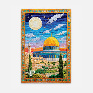 Orange Embroidered Frame Dome of the Rock Sticker