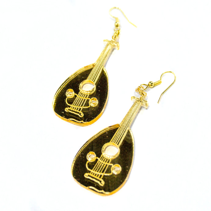 Palestinian Oud Earrings (Gold Mirror)
