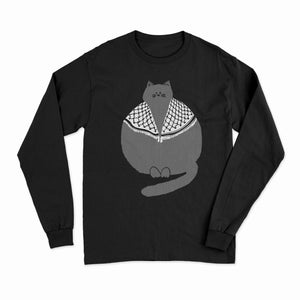 Long Sleeve Palestinian Catfiyyeh Shirt (Grey Cat)