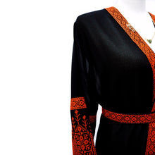 Load image into Gallery viewer, Classic Black &amp; Red Palestinian Tatreez Kimono