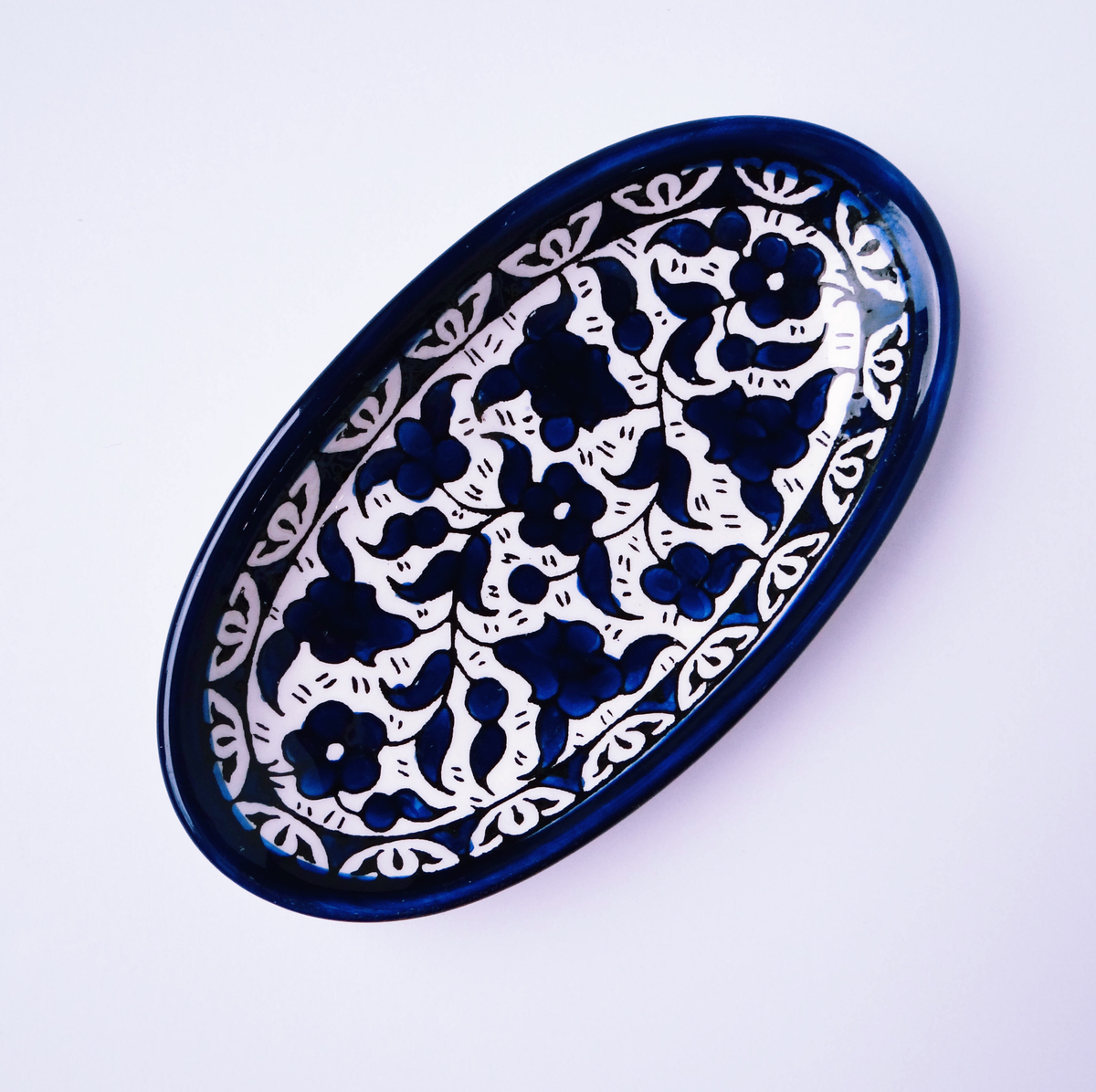 Hand-Painted Khalili Ceramic Oval Plate