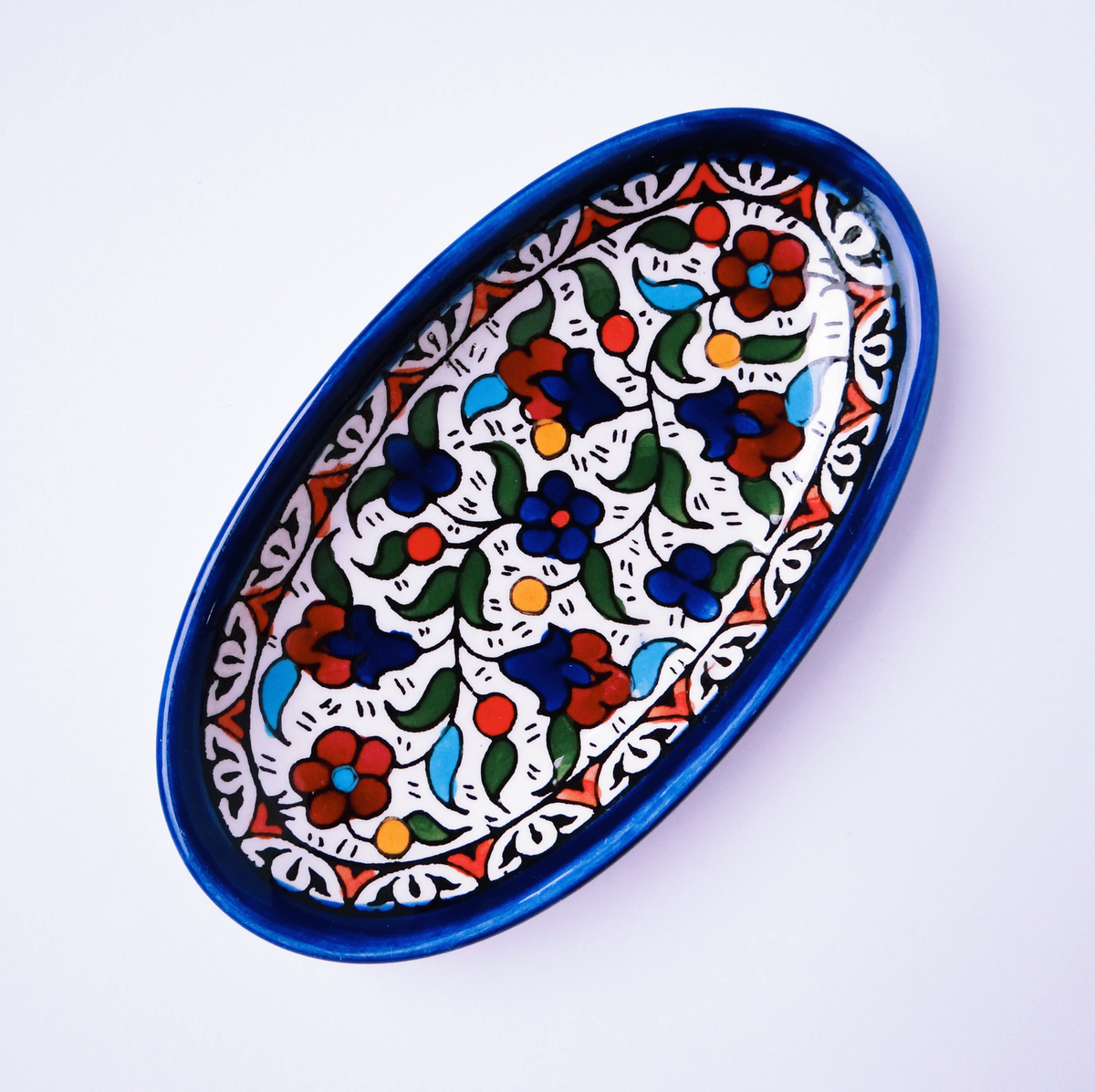 Hand-Painted Khalili Ceramic Oval Plate