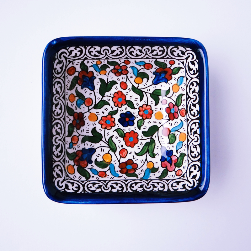 Hand-Painted Khalili Square Ceramic Bowl