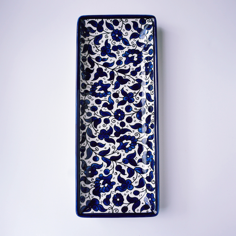 Hand-Painted Khalili Ceramic Large Rectangle Plate