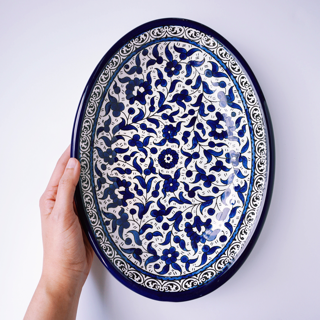 Hand-Painted Khalili Ceramic Large Oval Plate