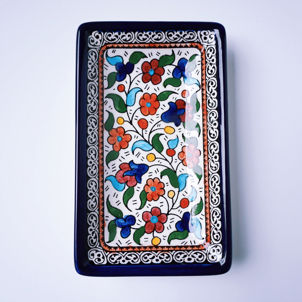 Hand-Painted Khalili Ceramic Small Rectangular Plate