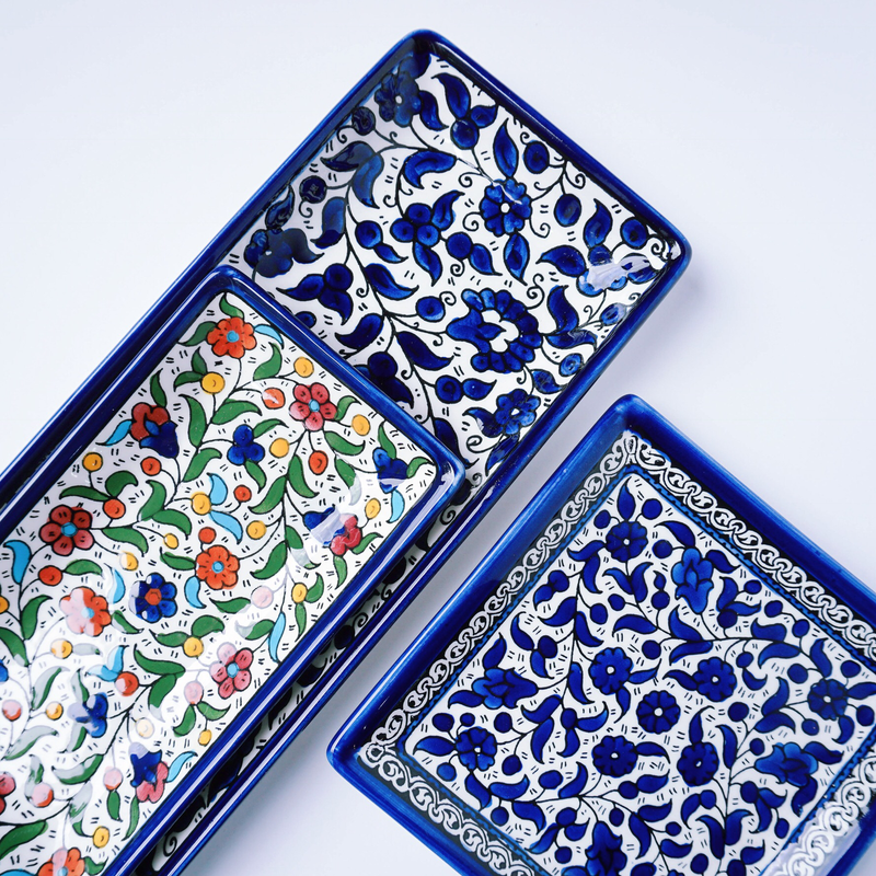 Hand-Painted Khalili Medium Square Ceramic Plate