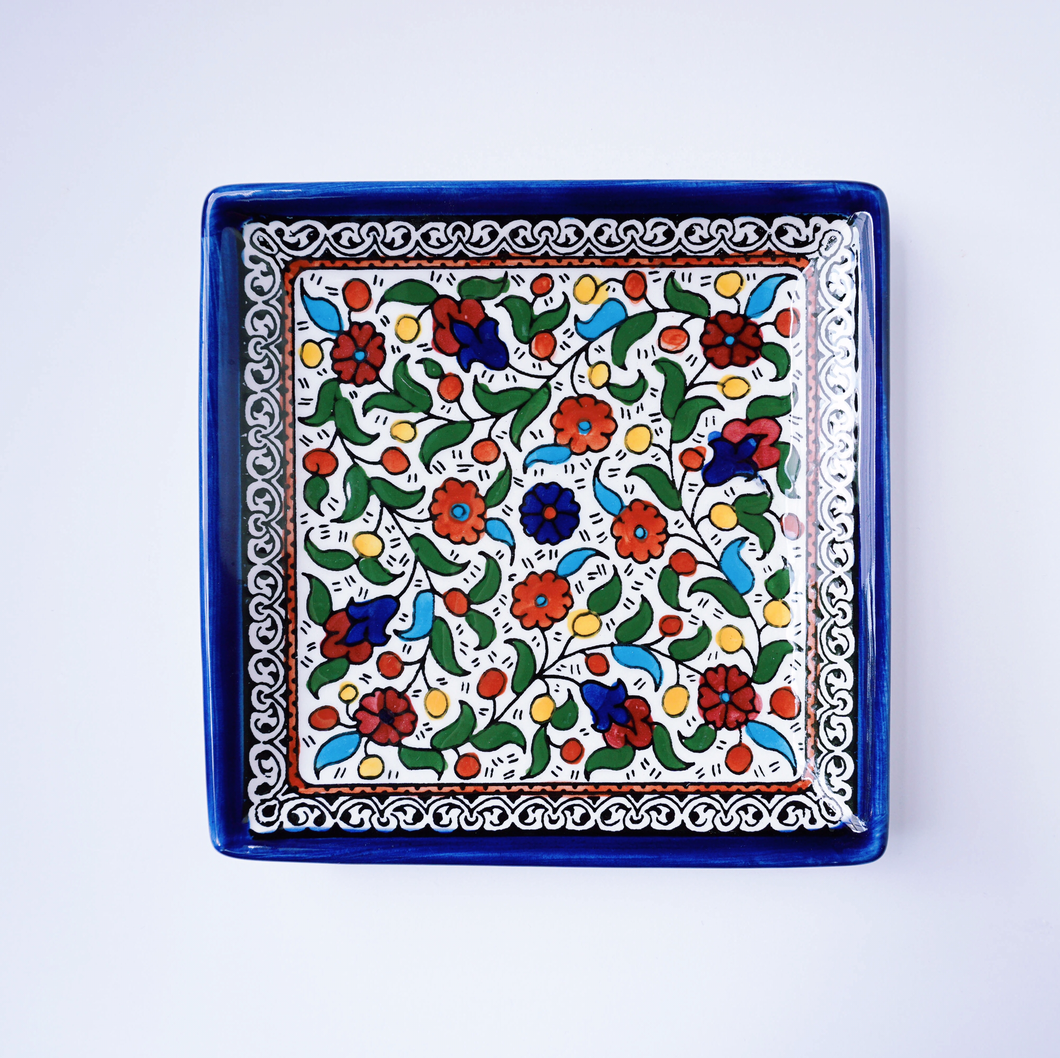 Hand-Painted Khalili Medium Square Ceramic Plate