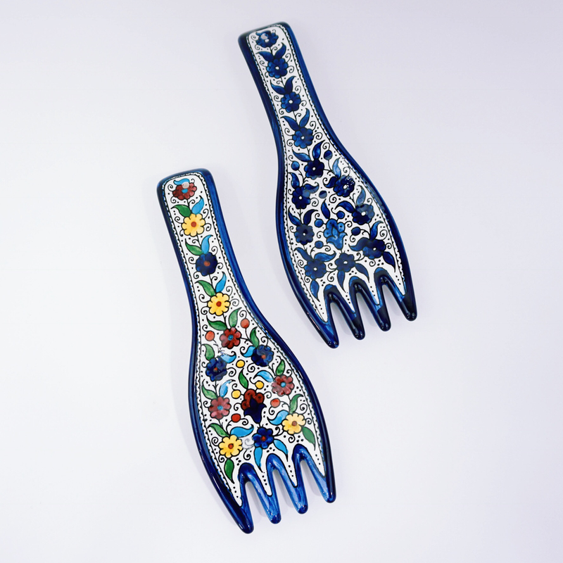 Hand-Painted Khalili Ceramic Spoonrest (Fork)