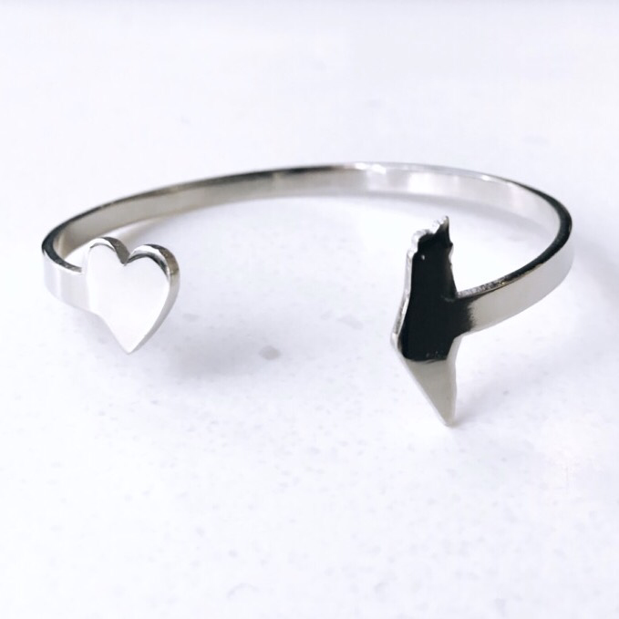 Palestine Love Adjustable Cuff Bracelet (Silver)