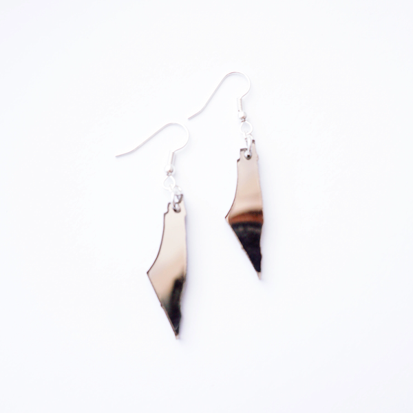 Small Bronze Mirror Palestine Map Earrings