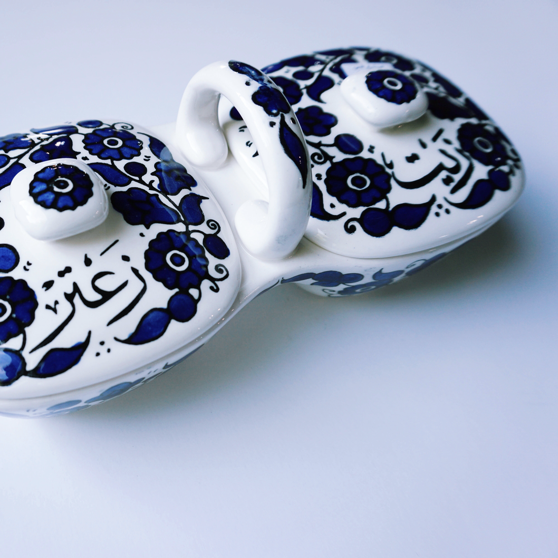 Hand-Painted Khalili Ceramic Zeit and Zaatar Dip Tray