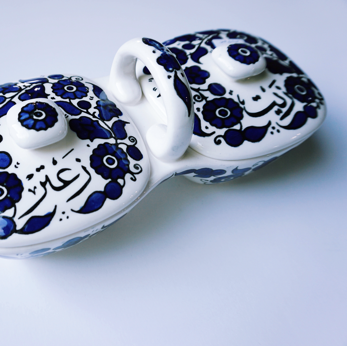 Hand-Painted Khalili Ceramic Zeit and Zaatar Dip Tray