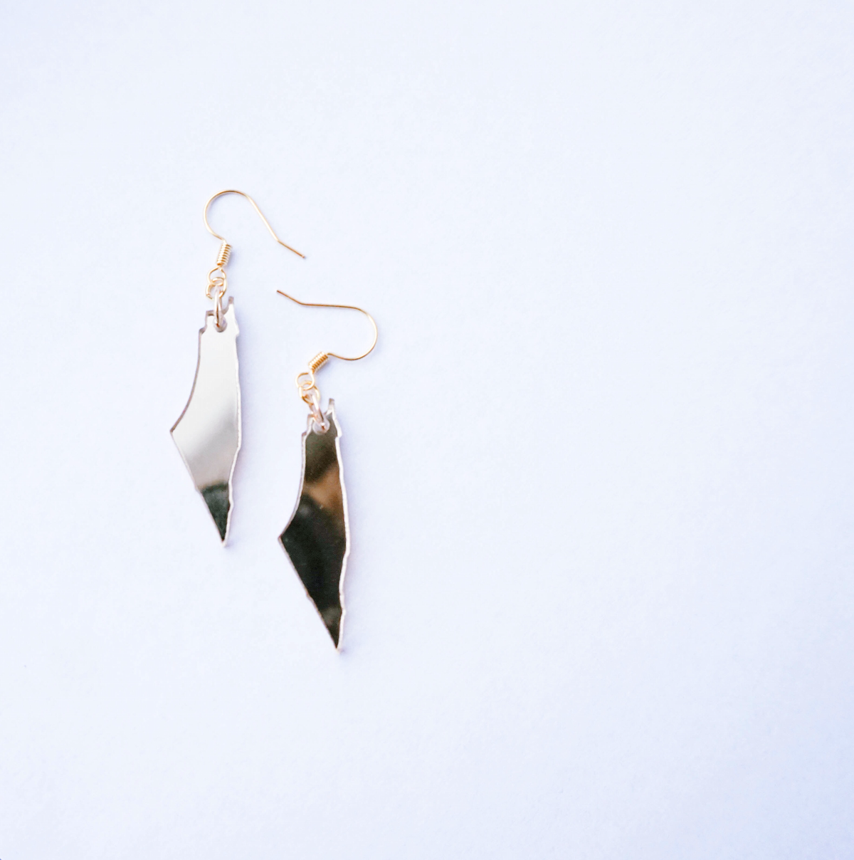 Gold Mirror Palestine Map Earrings